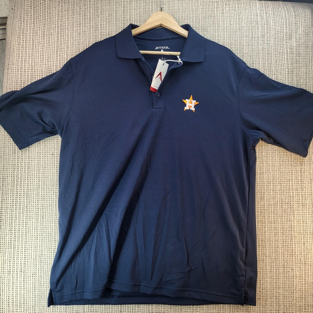 Houston Astros Shirt Mens Large Navy MLB Baseball‎ Antigua Polo Xtra Lite Golf